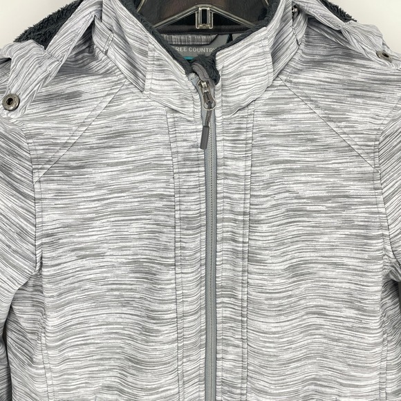 Women's Free Country Freeform II Super Softshell Jacket Medium Gray White Hooded - Picture 9 of 13